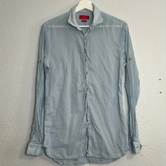 Zara Other - Zara Man Basic Slim Fit Lightweight Blue Long Sleeve Button Down Size Medium